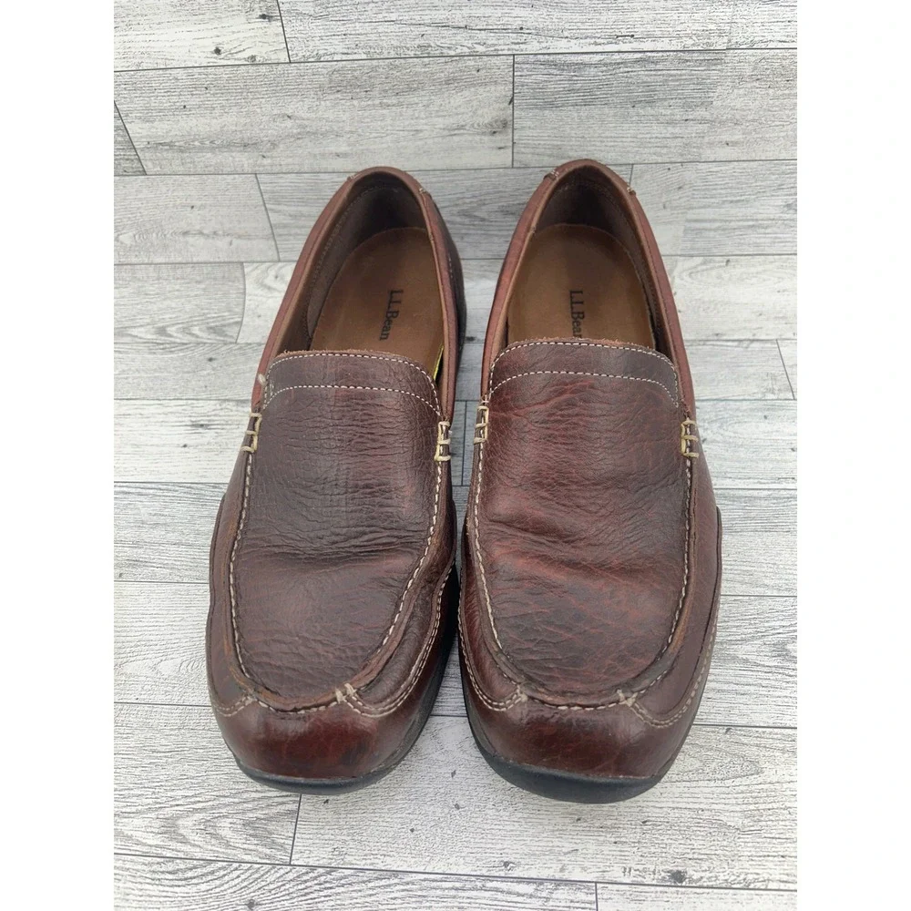 LL‎ Bean Men Sz 10.5 M Brown Leather Venetian Loafers 0GTF7 04 Slip On Shoes